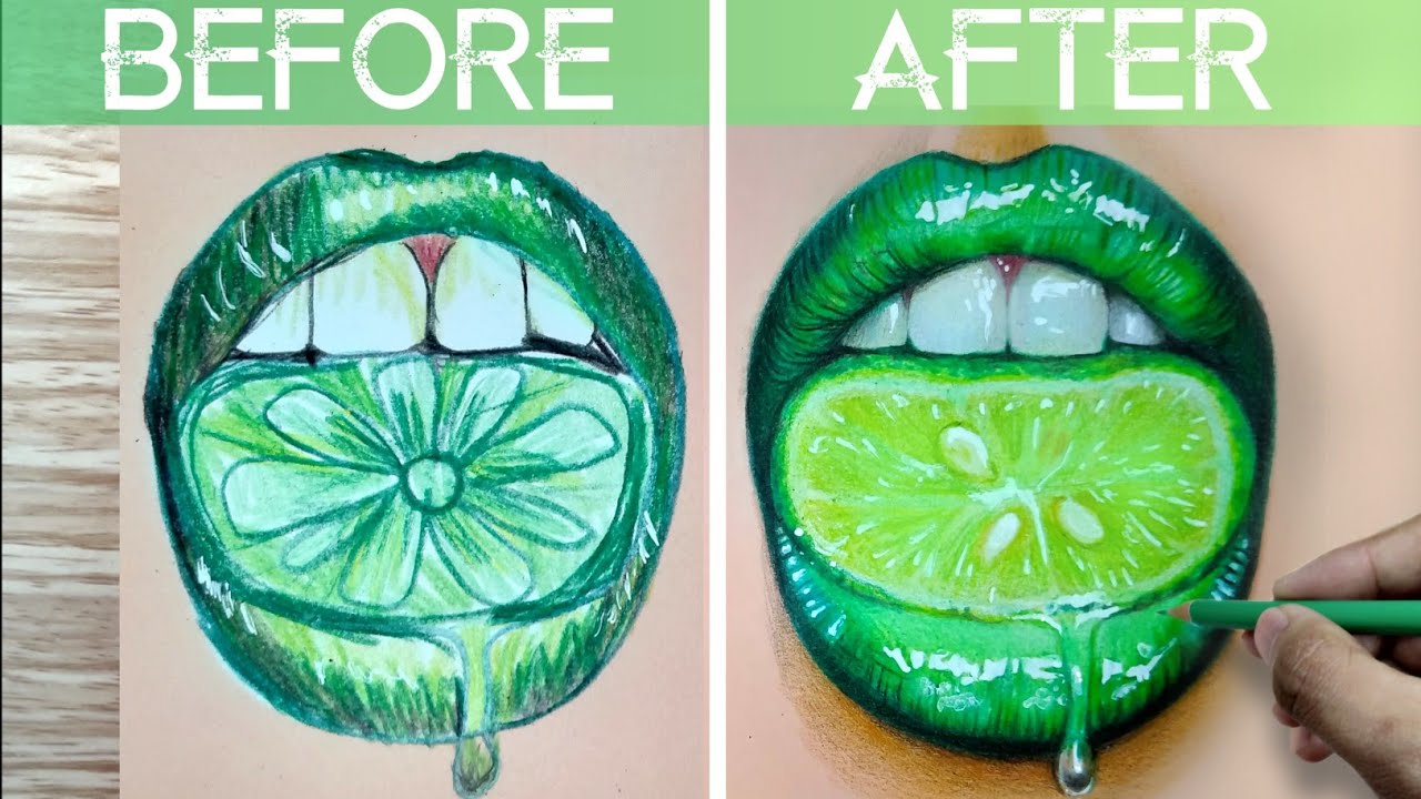 Improve Your Drawing and Colouring Skills Right Now | Iconic Lime Lips Drawing