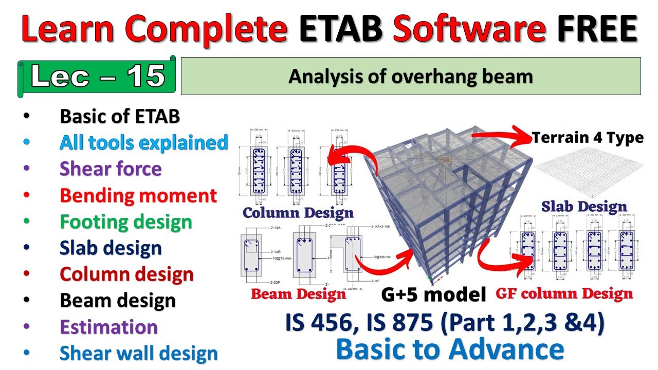 ETABS Free Course| Analysis of overhang beam | Lec no 15 #etabs #civilengineering