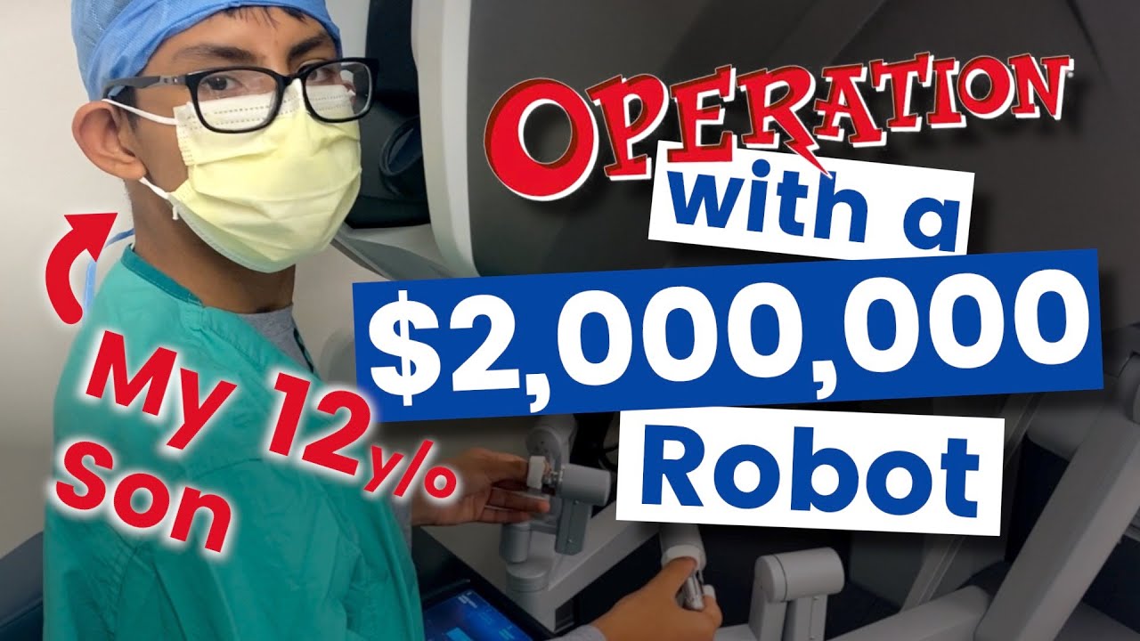 Время игры! 12-летний ребёнок играет в Operation™, используя робота стоимостью 2 000 000 долларов 😱
