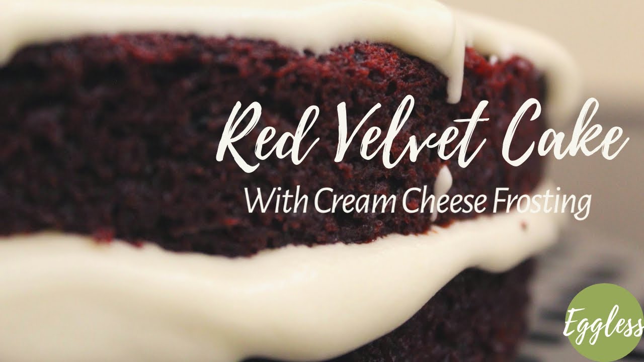 Red Velvet Cake Recipe With Cream Cheese Frosting | Homemade Moist Eggless Red Velvet Cake Recipe