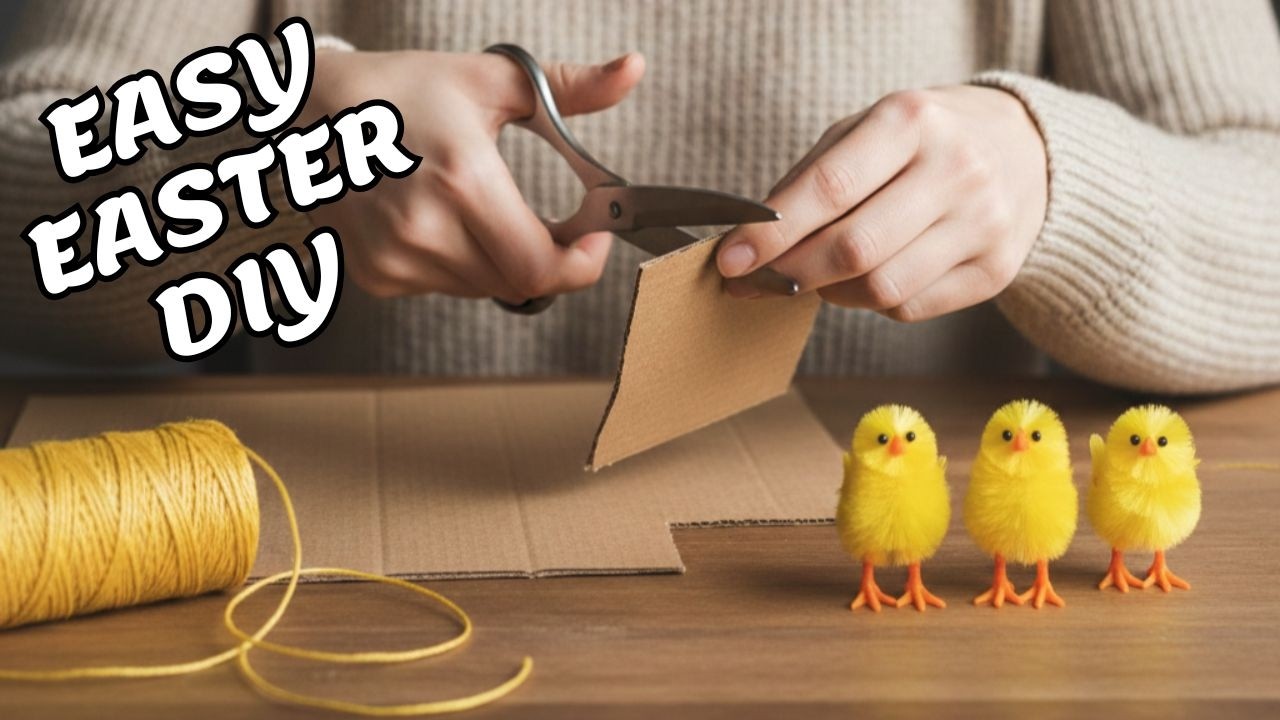 Cute Easter Craft Idea 🐥 Easy DIY Chicken from Cardboard and Yarn