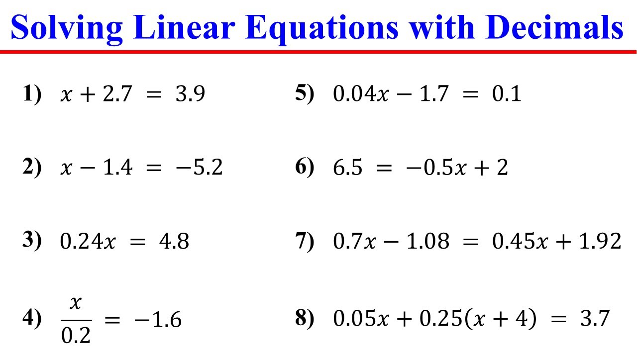 Solving Linear Equations with Decimals &ndash; Made Easy│Algebra