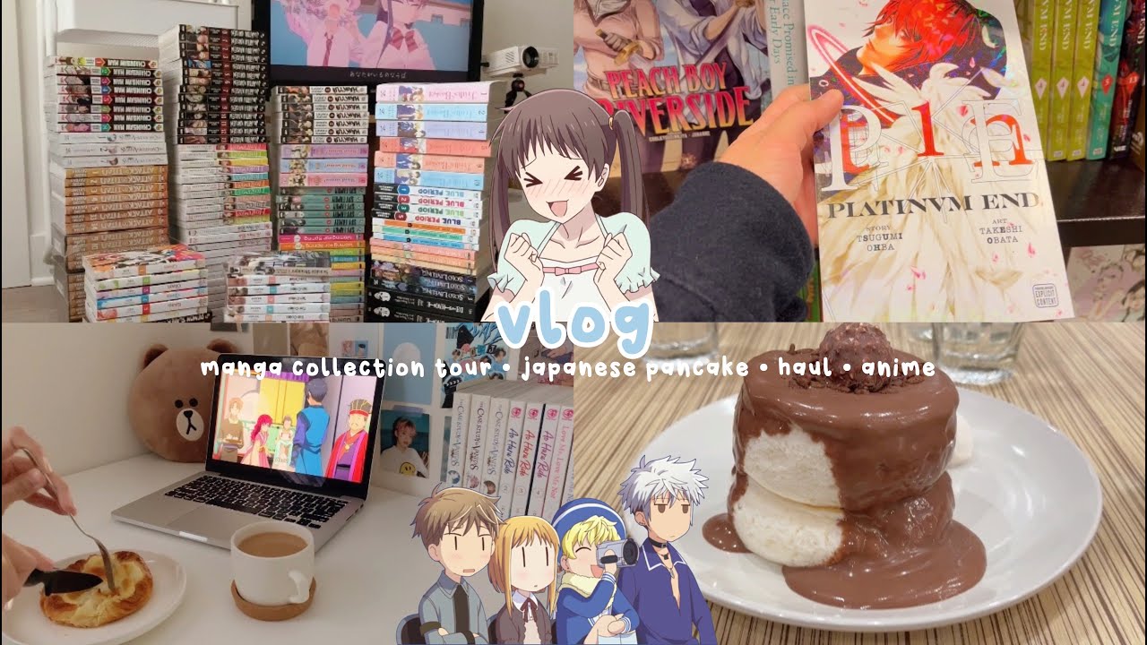 manga collection tour, organizing my manga, japanese pancake, lots of food, anime | vlog