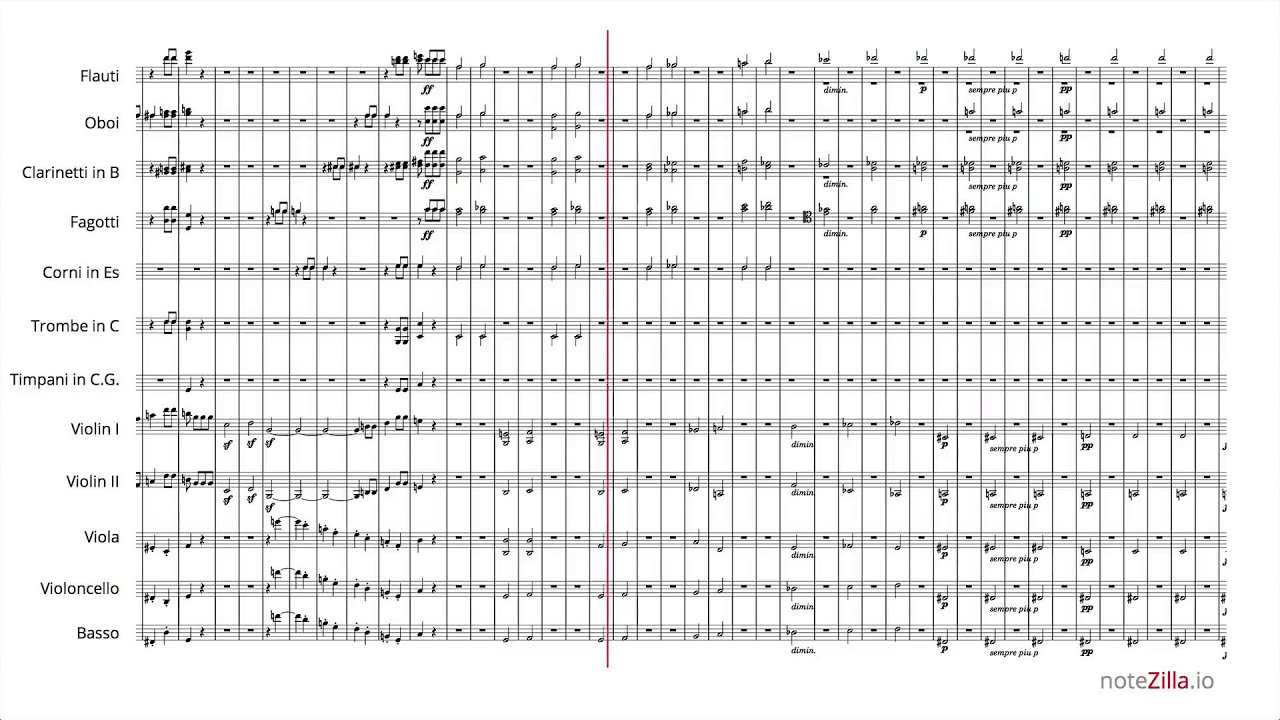 Sheet music - Beethoven Symphony No. 5, Mvt. I (HD)