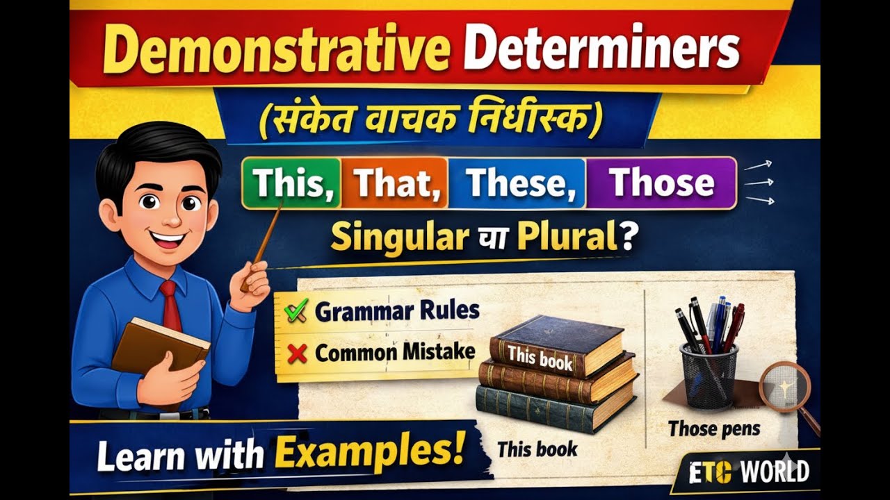 Demonstrative Determiners (संकेत वाचक निर्धारक) | English Grammar in Hindi | ETC WORLD |