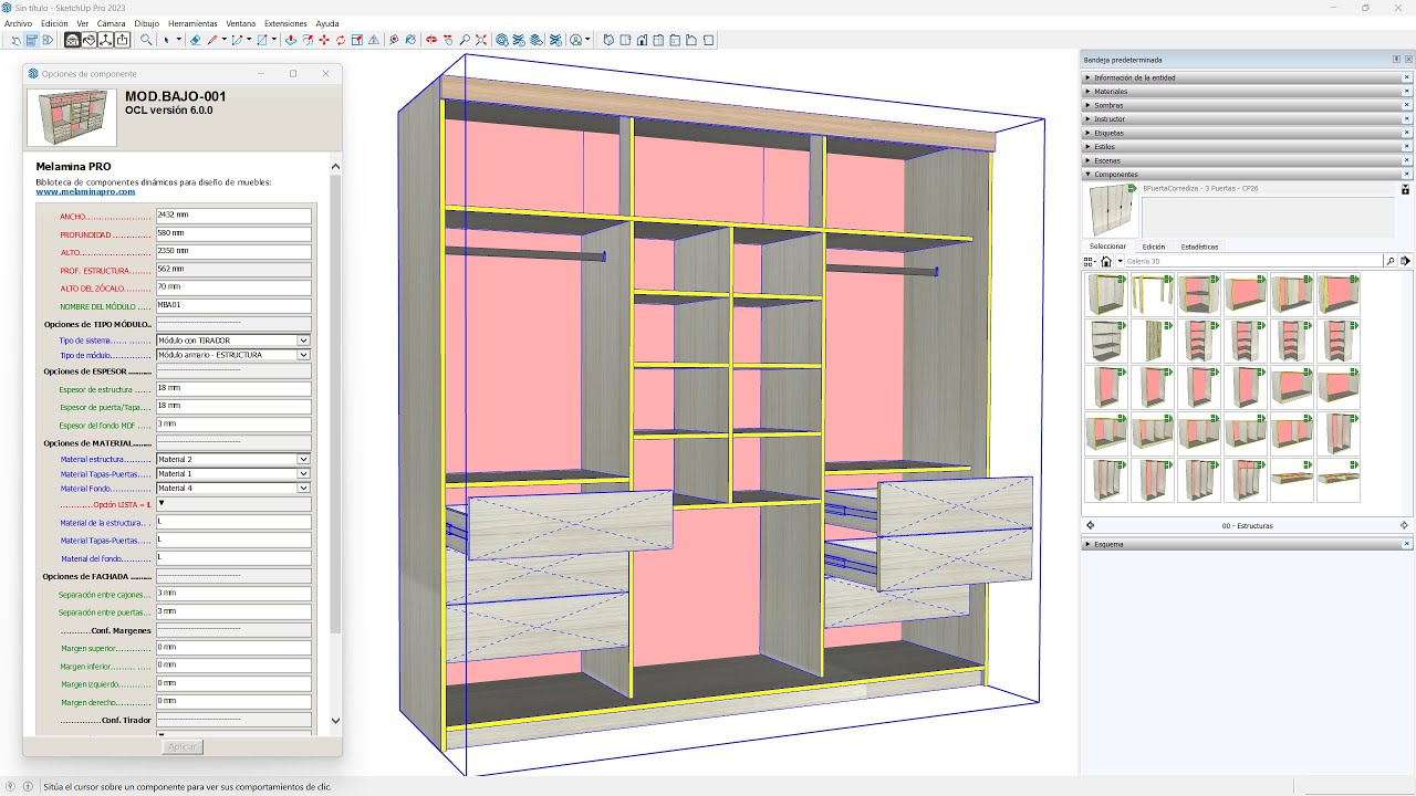Cómo diseñar CLOSETS Y ROPEROS en minutos - SKETCHUP + Componentes dinámicos