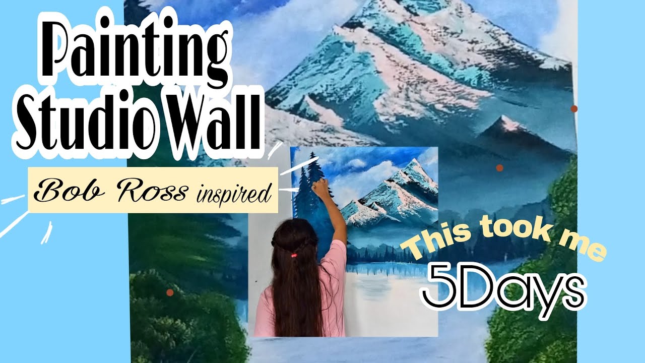 Following a American painter BOB ROSS tutorial on my studio wall😱
