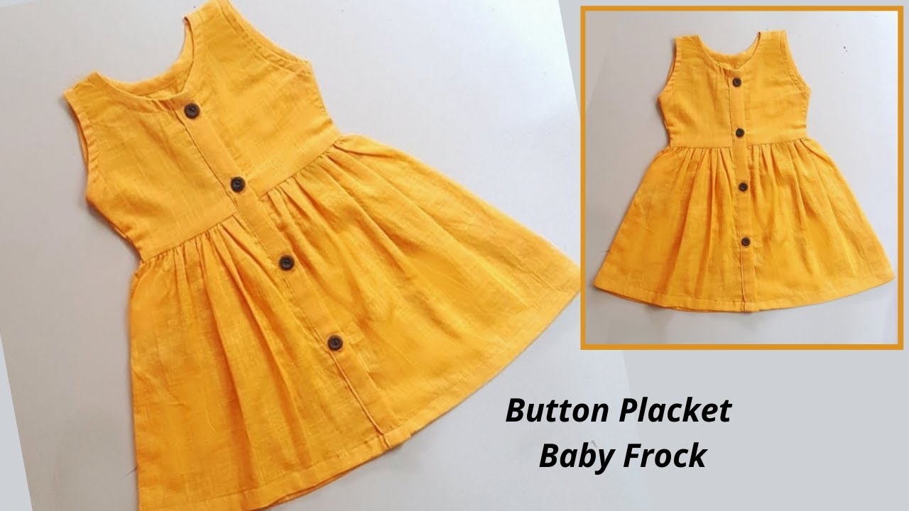Baby Frock cutting and stitching/button placket frock/button placket tutorial/baby frock design