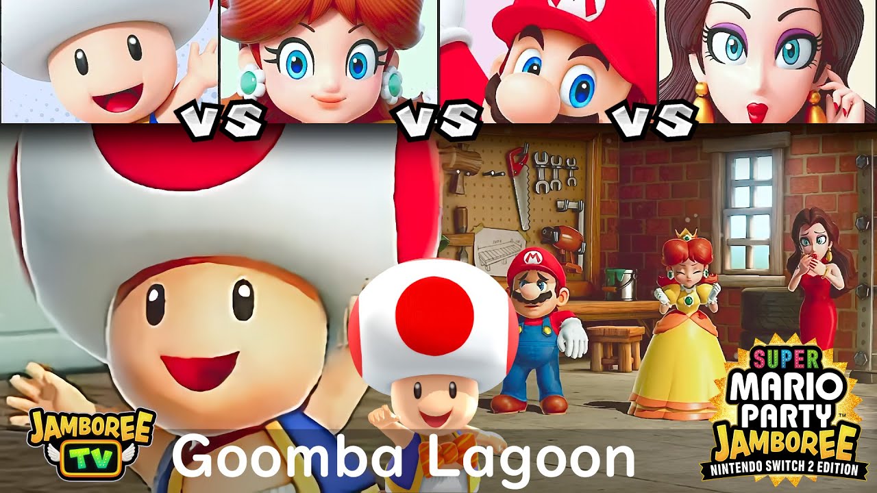 Super Mario Party Jamboree TV Toad vs Daisy vs Mario vs Pauline in Goomba Lagoon