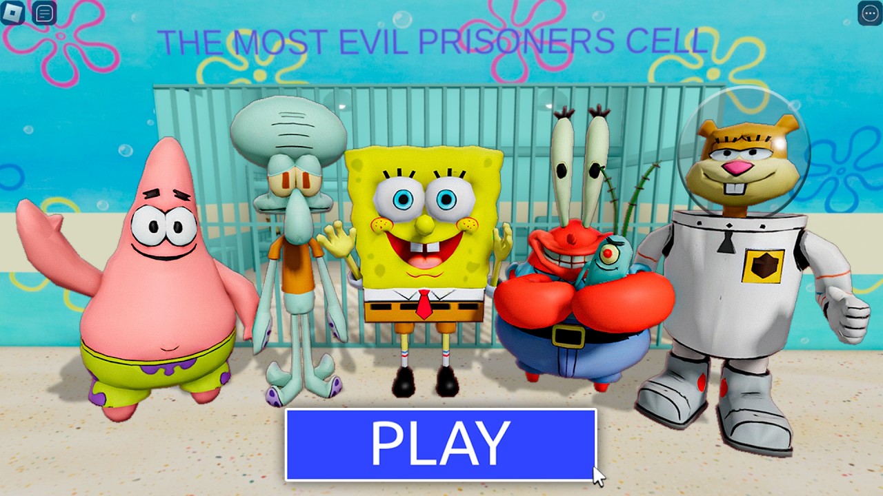 SPONGEBOB WITH FRIENDS in BARRY PRISON RUN! New Scary Obby (#Roblox)