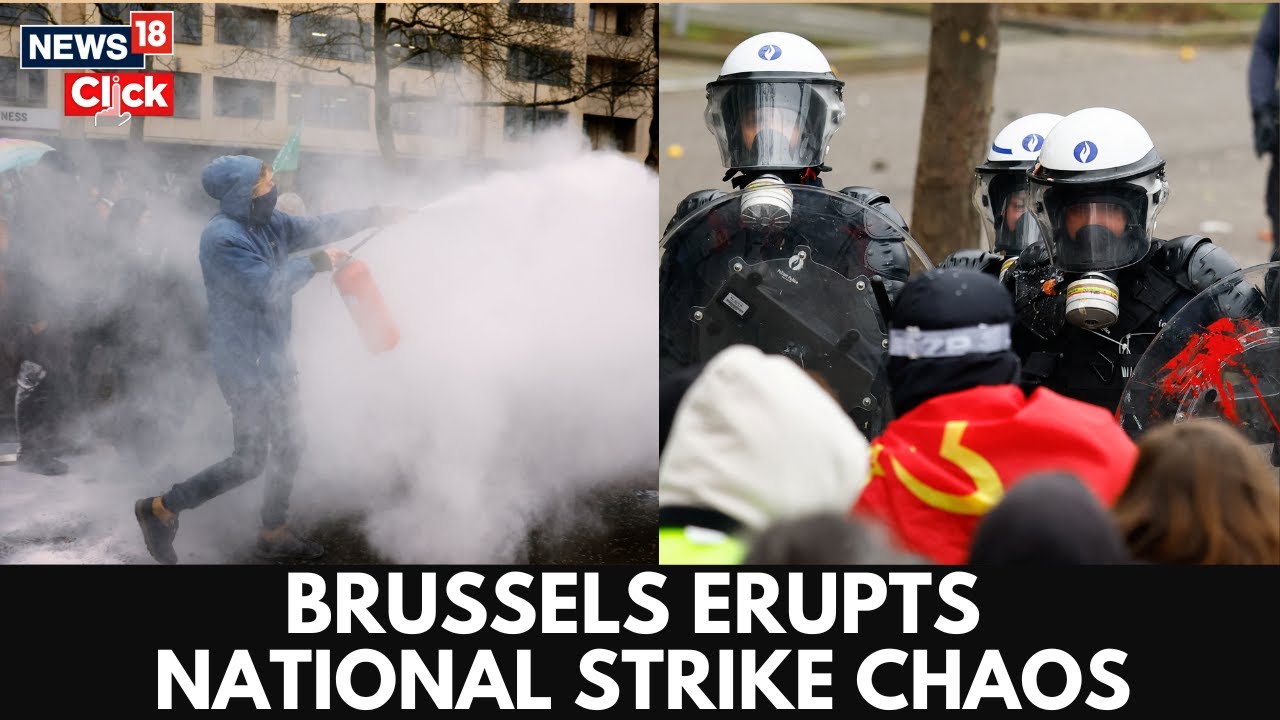 Tear Gas & Batons in Brussels | Belgian National Strike Turns Violent | Belgium in Turmoil | N18G