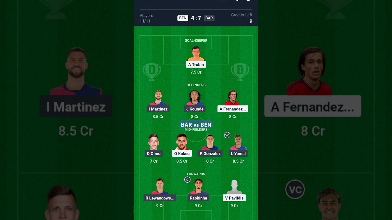 #barcelona #benfica #uefachampionsleague #dream11 #football #team #fantasy #shorts