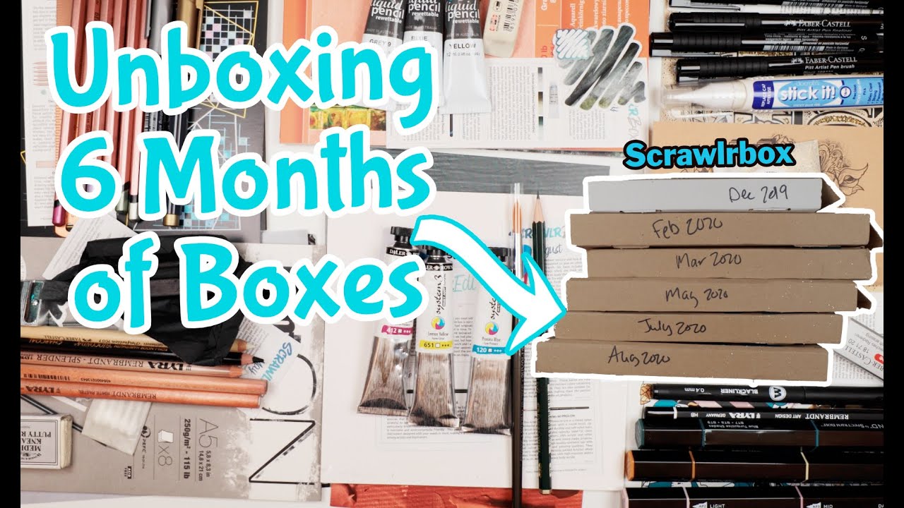 Unboxing 6 Months of Scrawlrbox Boxes | Art Supplies | Throwback 2019-2020 | JynDrawz