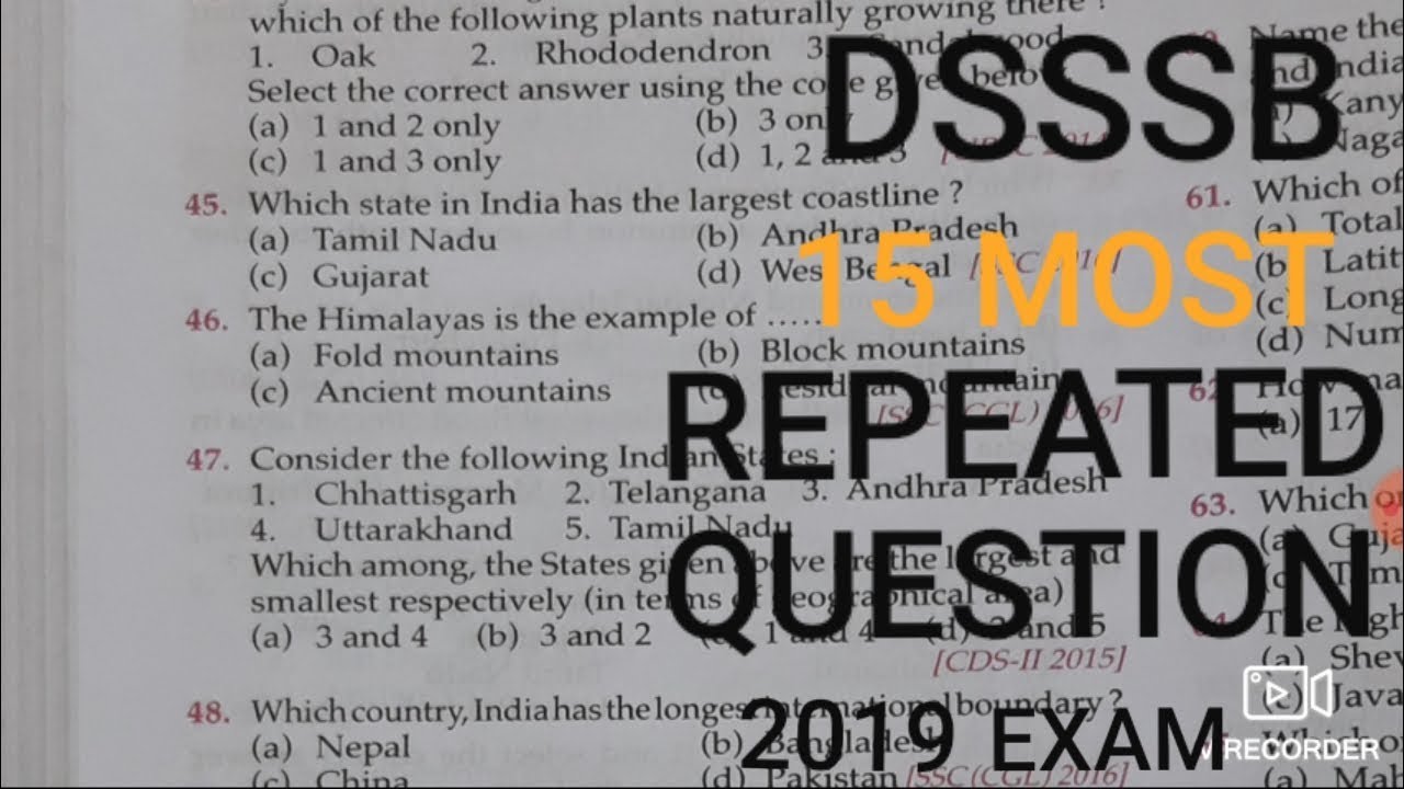 DSSSB GRADE IV | LDC 15 MOST REPEATED IMPORTANT QUESTIONS 2019