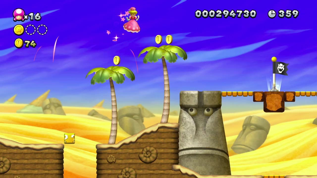 New Super Mario Bros.U Deluxe: Layer-Cake Desert-1: Stone-Eye Zone (all star coins)