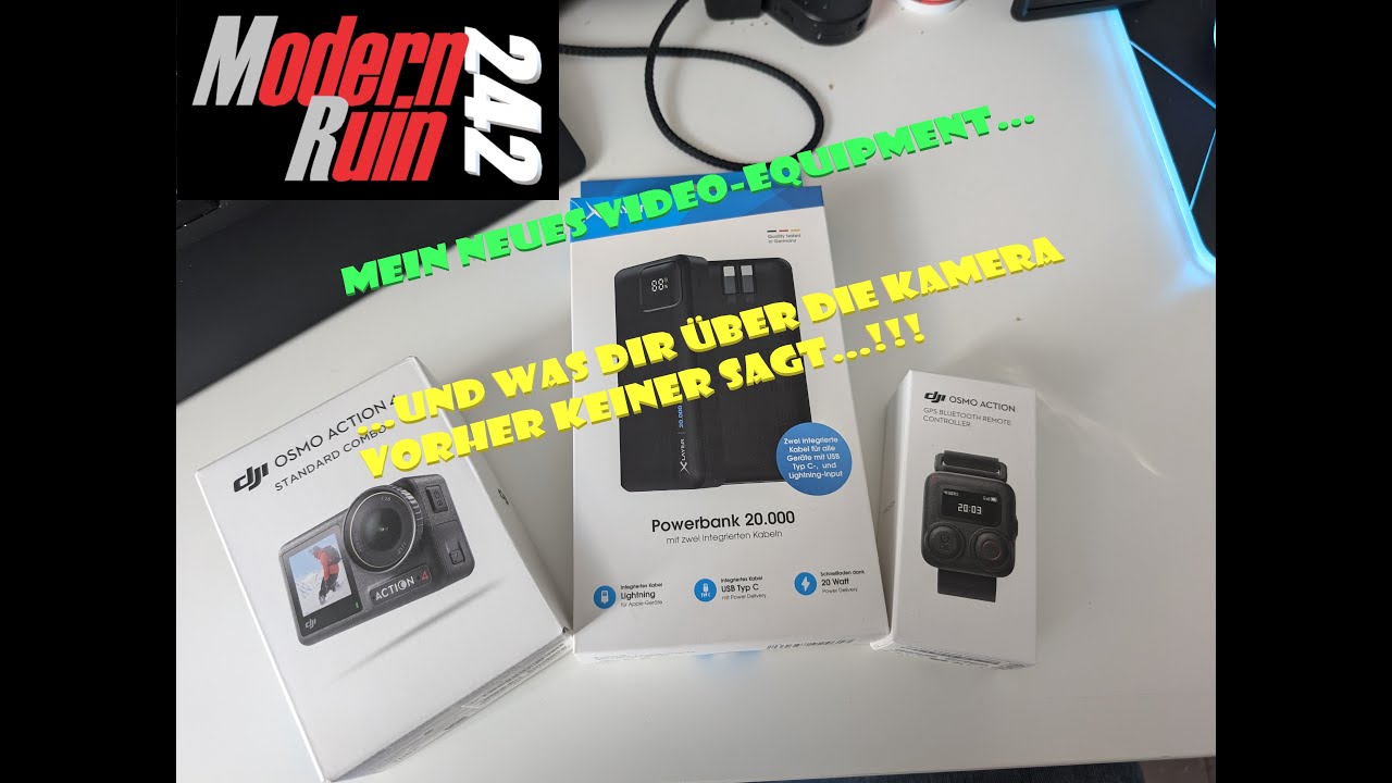 Neues Video Equipment - DJI Osmo Action 4 Actioncam mit Bluetooth Fernbedienung und XLayer Powerbank