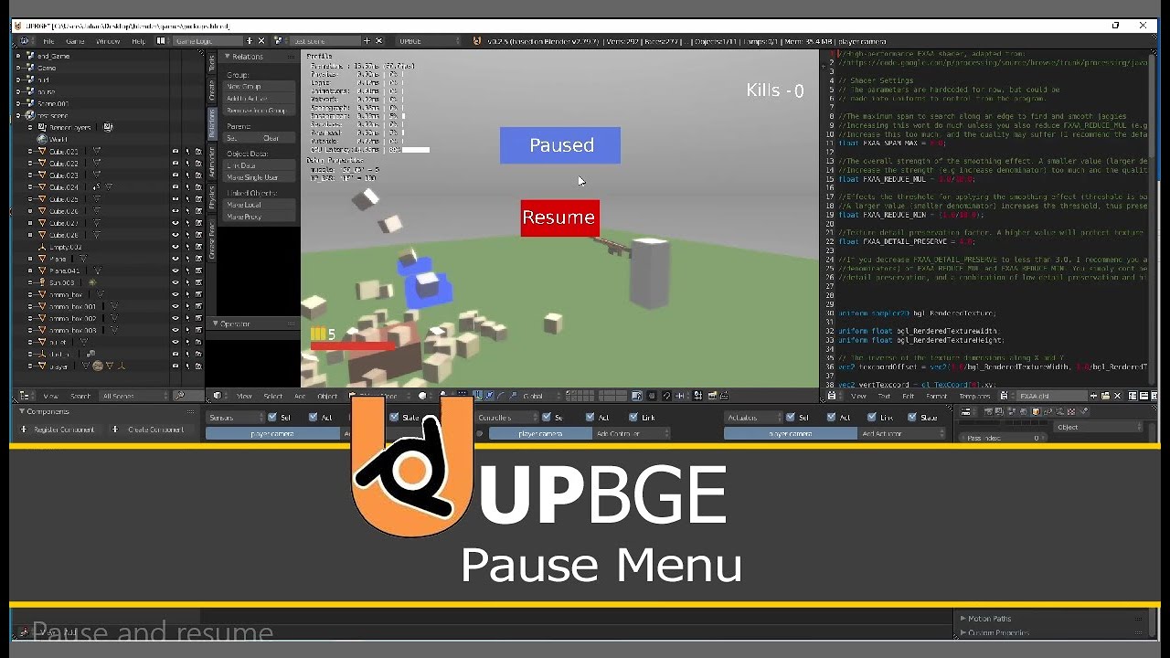 How to Make a Pause and Resume Menu | UPBGE
