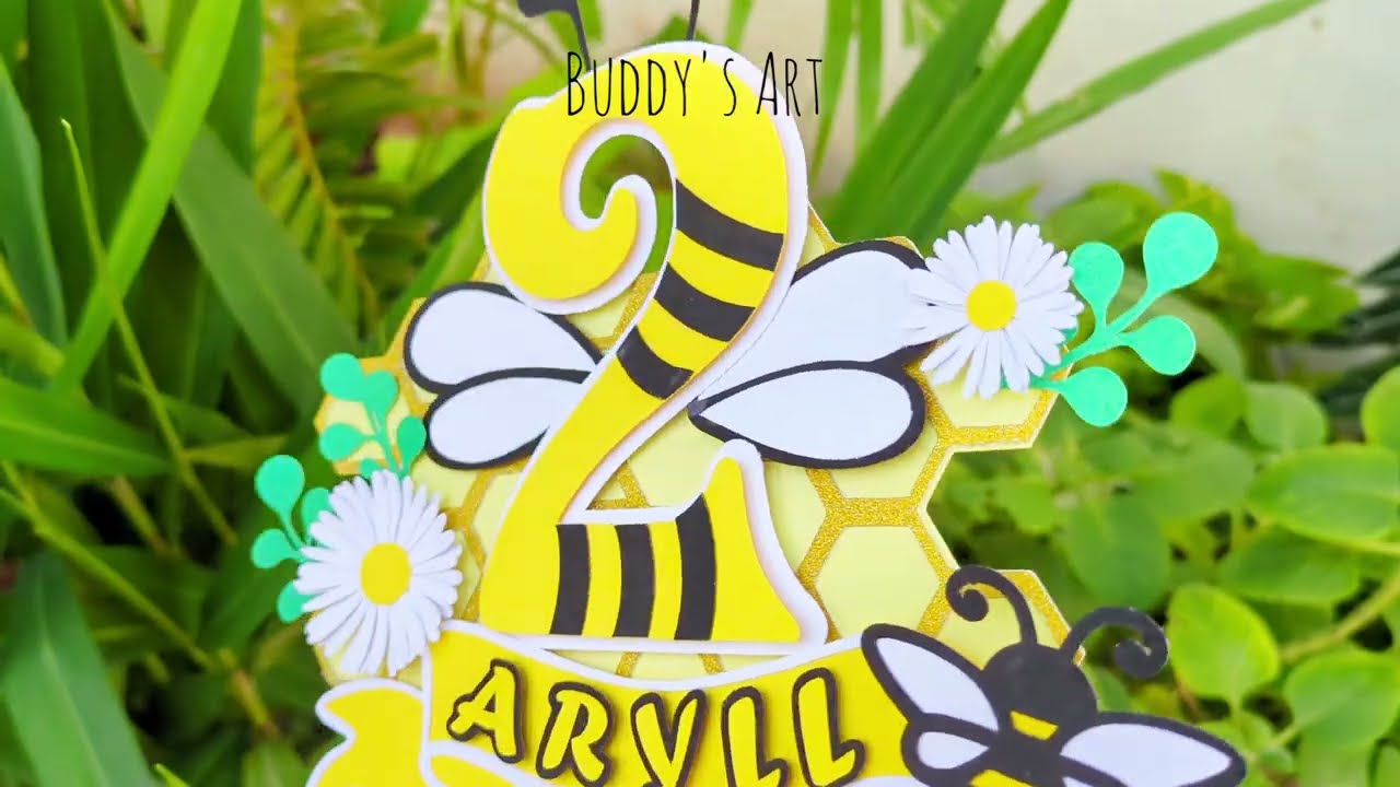 Honey Bee Theme Cake Topper | 2nd Birthday Cake Topper | Buddy's Art