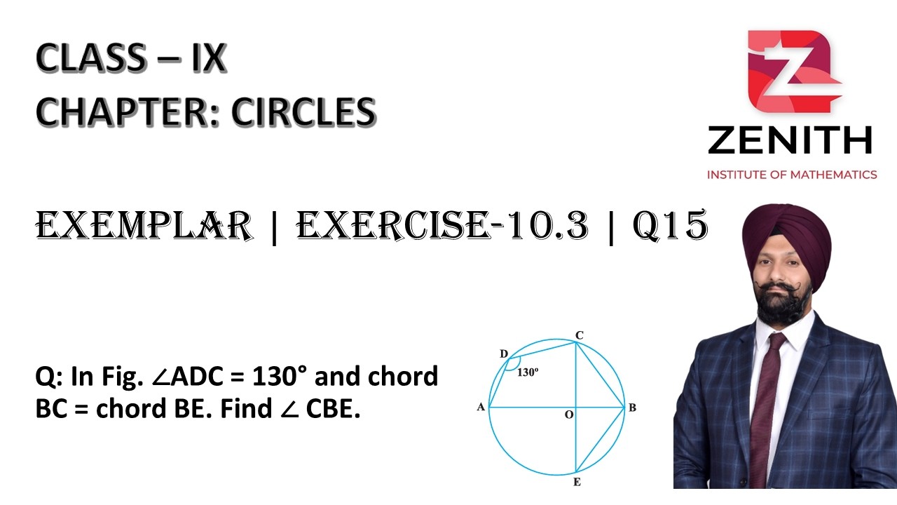 In Fig. ∠ADC = 130° and chord BC = chord BE. Find ∠ CBE.