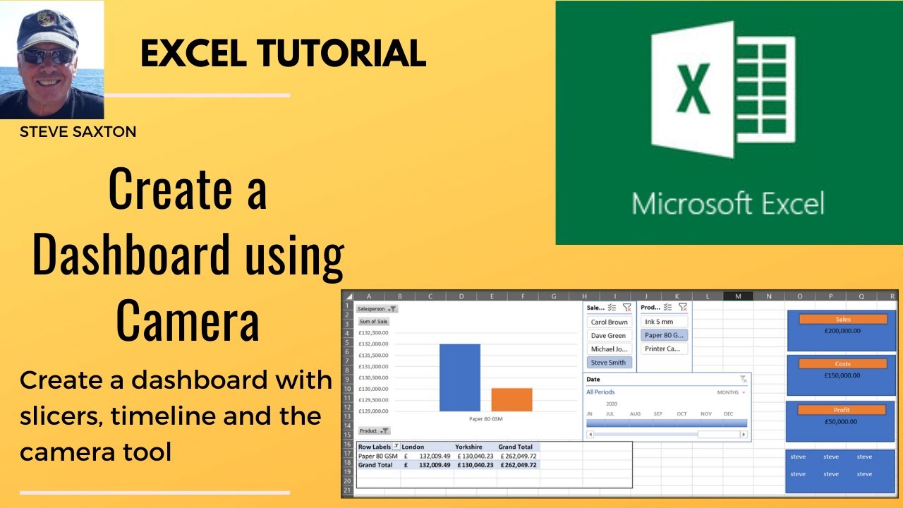 Создайте панель мониторинга с помощью инструмента &laquo;Камера&raquo; в Microsoft Excel. [Камера][панель мониторинга] панель мониторинга Excel