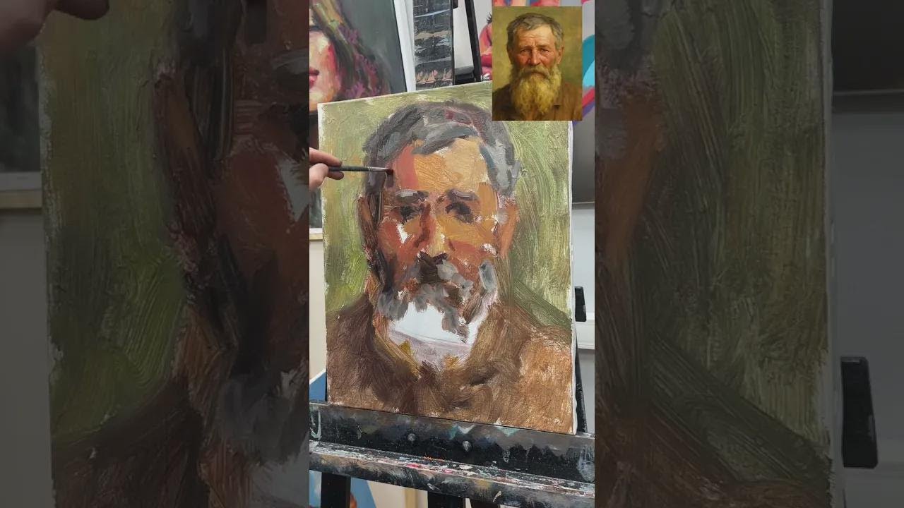 Maluję portret rosyjskiego dziadka olejem – pierwszy etap i dokładny opis, cz. 1