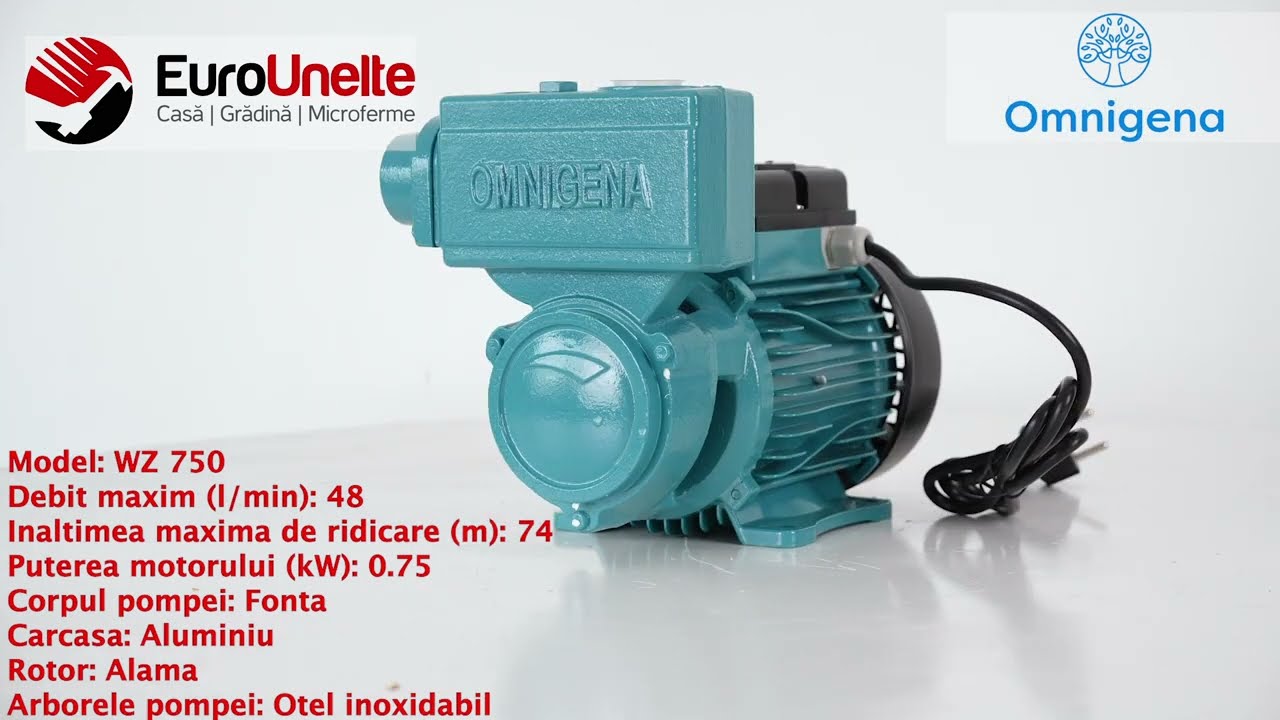 POMPA DE SUPRAFATA OMNIGENA WZ 750, 230V, 0.75KW, 48L/MIN, H REFULARE 74M