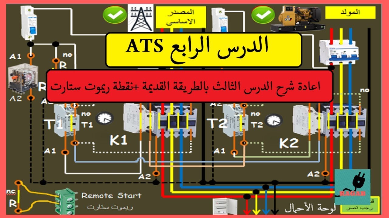 الدرس الرابع ATS نقطة ريموت ستارت للمولدات + شرح الدرس الثالث بالطريقة القديمة