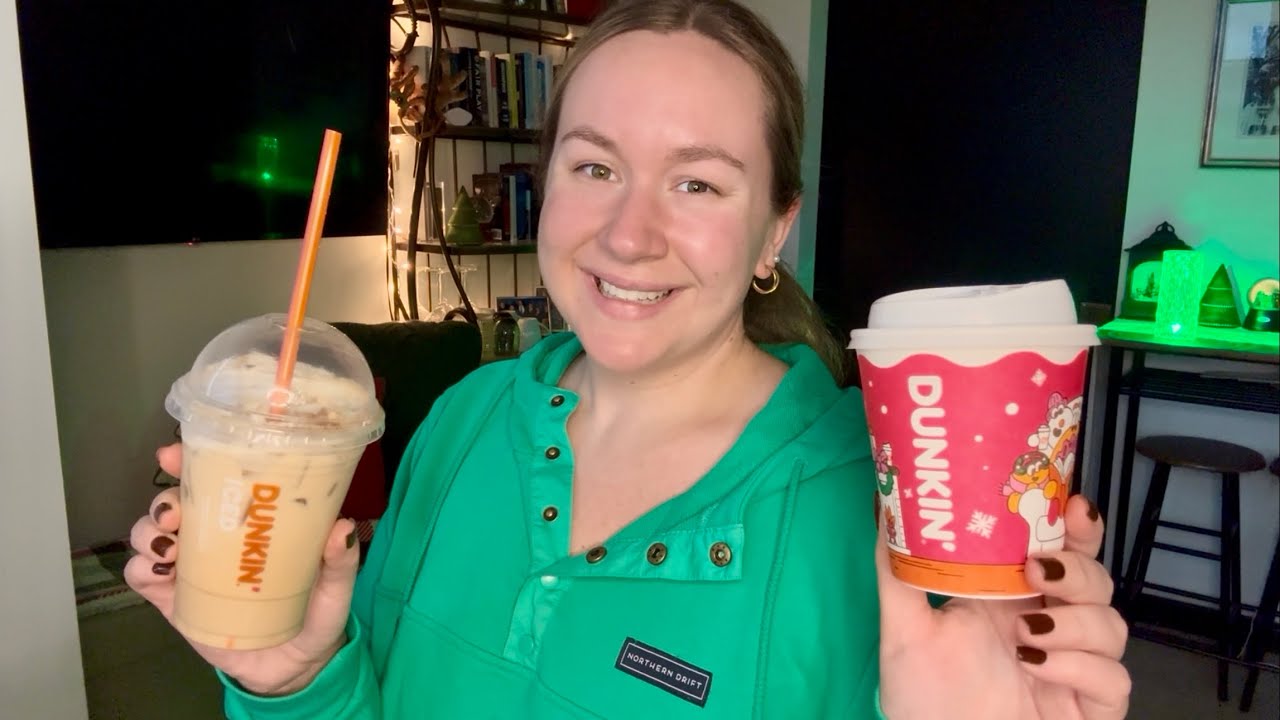 ASMR | Trying all of Dunkin’s Holiday drinks ☕️♥️