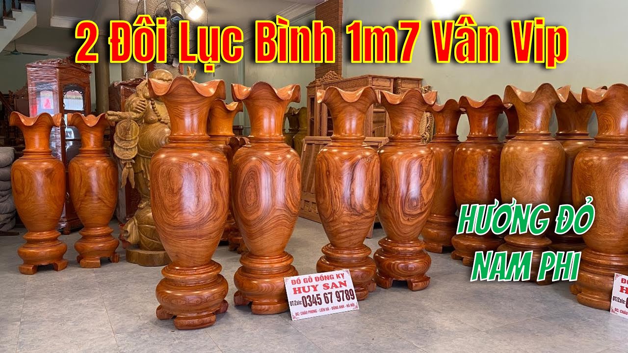 2 Cặp Lộc Bình Hương Đỏ 1m7 Vân Tuyển Chọn