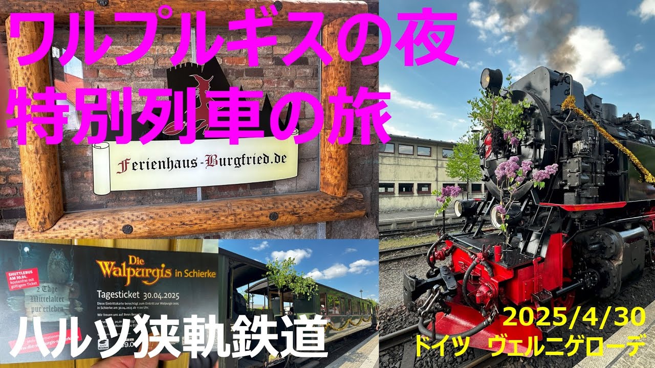 【4K】魔女の街ヴェルニゲローデ　ハルツ狭軌鉄道 『ワルプルギスの夜』特別列車に乗ってきました　Harzer Schmalspurbahnen Wernigerode