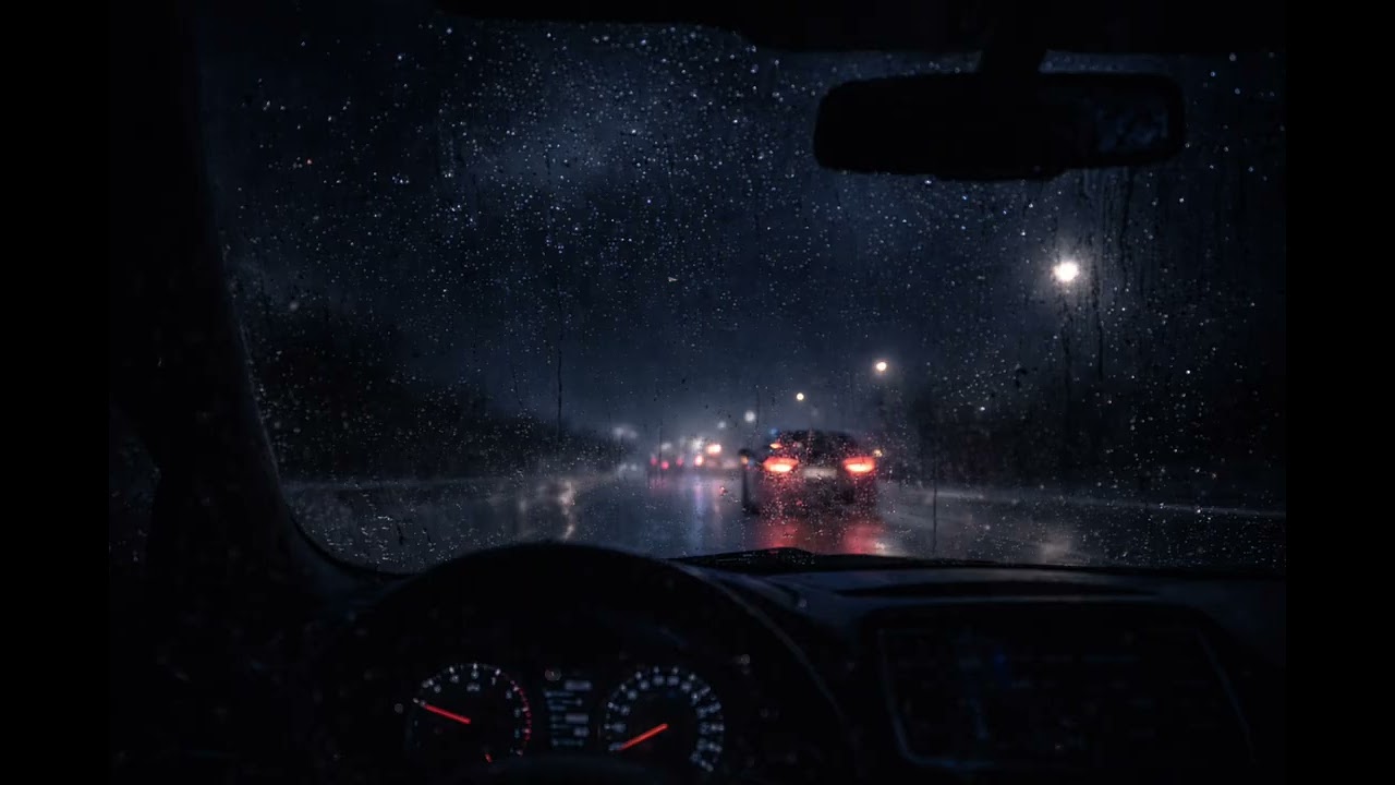 Rain in Car at Night — Deep Sleep Rain Sounds | 2 Hours