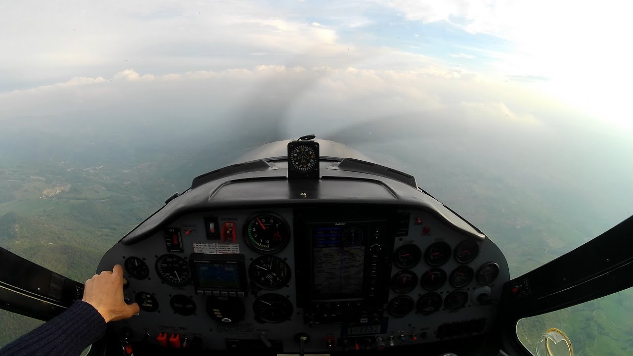 Tecnam P92 - Heading to Mt. Penice, low clouds, and high mountains risking IMC. Decided to go back.