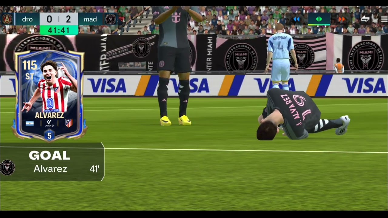 Матч Интер Майами против Атланта Юнайтед в FIFA Mobile 2026 — геймплей на мобильных устройствах.