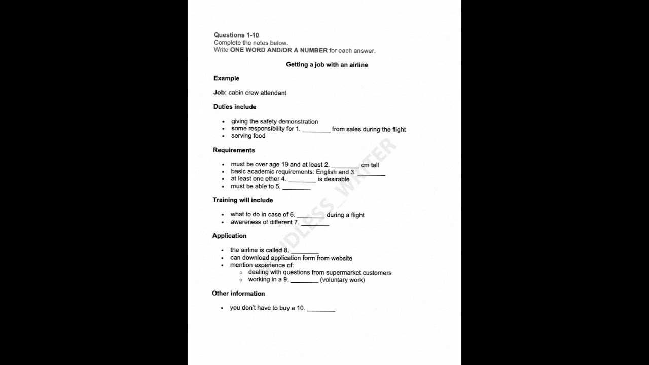 Recent Real IELTS Listening Test | Getting a job within an airline listening test