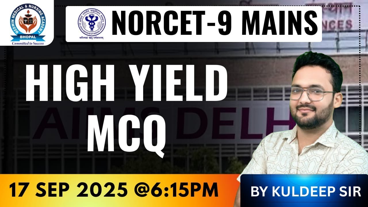 IMPORTANT MCQ FOR NORCET -9 MAINS #norcet#RRB#PGI#SGPGI#KGMU#NURSING