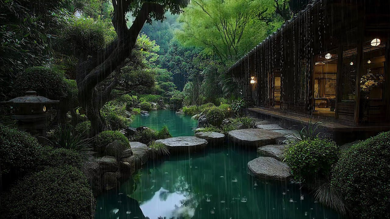 Achieve Better Sleep with Rain in  Japanese Garden 🍀 Feel the Calming Rainfall for Relaxation