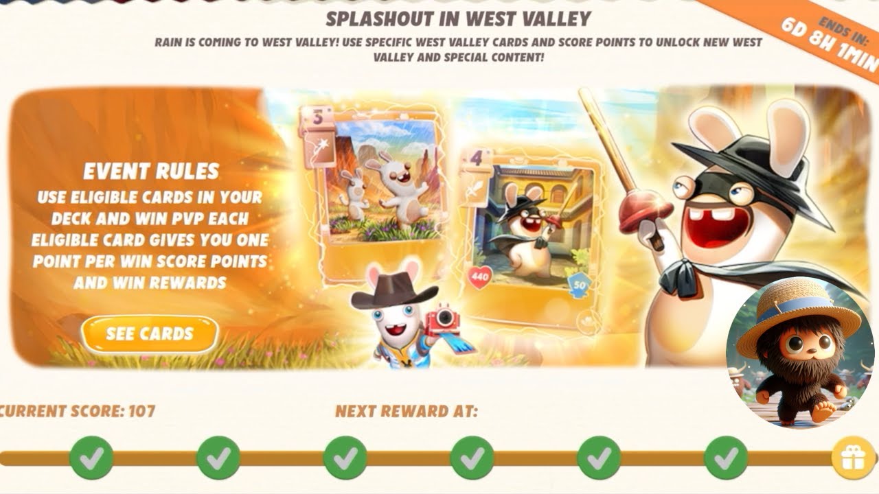 Rabbids Multiverse - How to win using all Splashout in the West Valley Event Cards