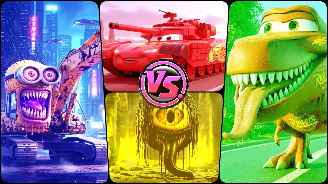 MINION ZOMBIE🆚MCQUEEN DINO🆚️ EYE MONSTER 🆚MCQUEEN TANK in Tiles Hop EDM Rush