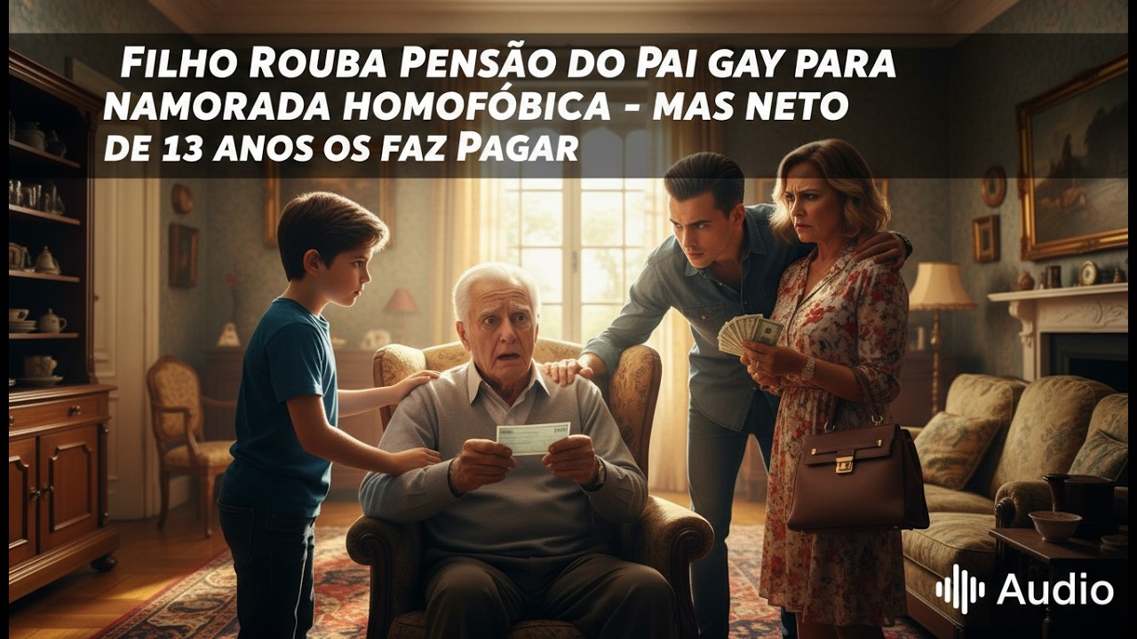 Filho rouba pensão do pai gay para namorada homofóbica — mas neto de 13 anos os faz pagar.