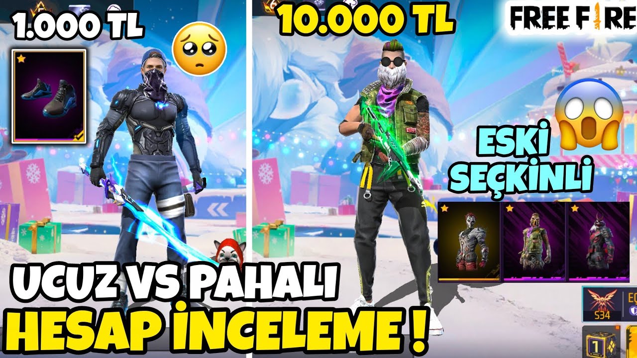 1.000 TL VS 10.000 TL DEĞERİNDEKİ HESAPLARI İNCELEDİM ! - UCUZ VS PAHALI HESAP İNCELEME - FREE FİRE