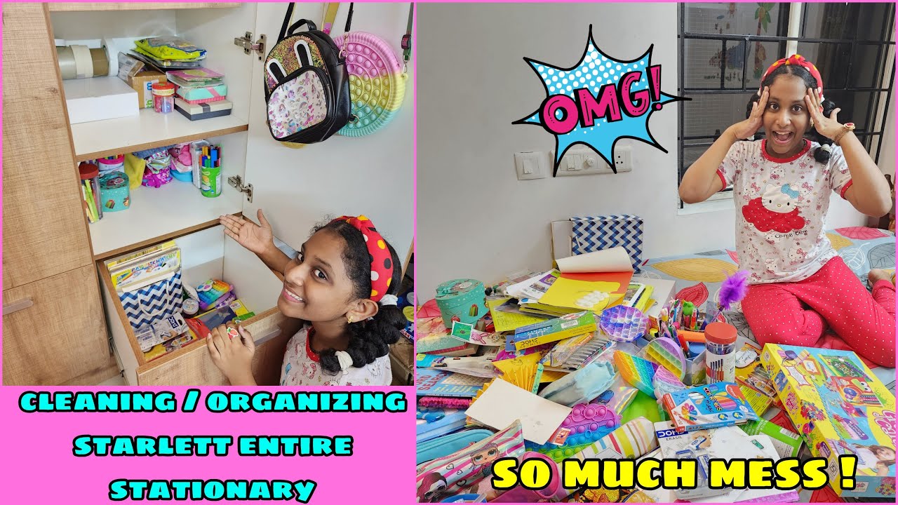 Starlett Entire Stationary Cleaning & Organising | Clean The Messy Cabinet #mamaearth #CocoSoftCare