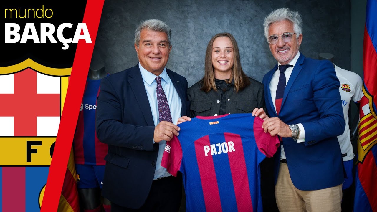 BARÇA FEMENÍ: EWA PAJOR firma su contrato en las oficinas del Camp Nou con Joan Laporta y Xavi Puig