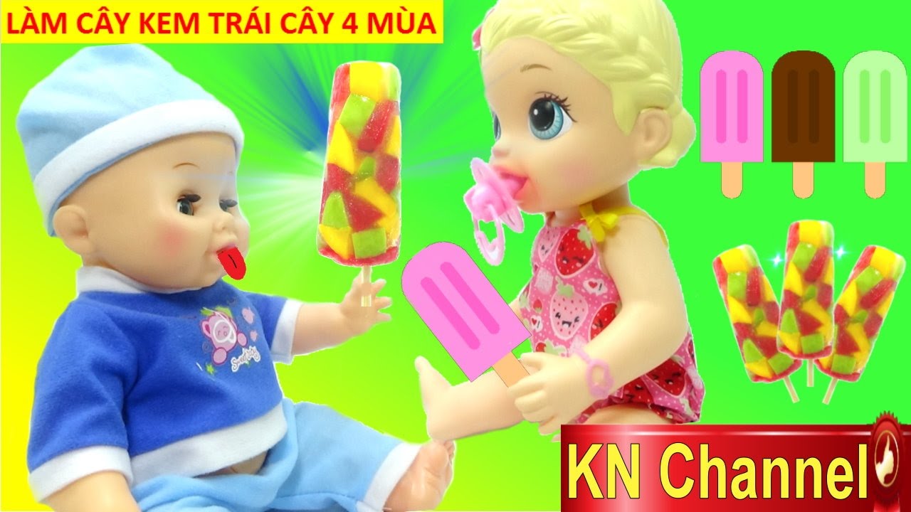 HƯỚNG DẪN LÀM CÂY KEM CẦU VÒNG TRÁI CÂY 4 MÙA ăn ngon tuyệt cú mèo