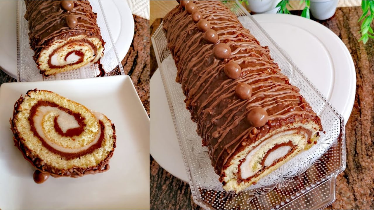 كيك رولي سويس رول بدون كريمة سائلة ولا شانتي 🤩 بكريمة سهلة ولذييذة 😍جنواز سهلة ورائعة
