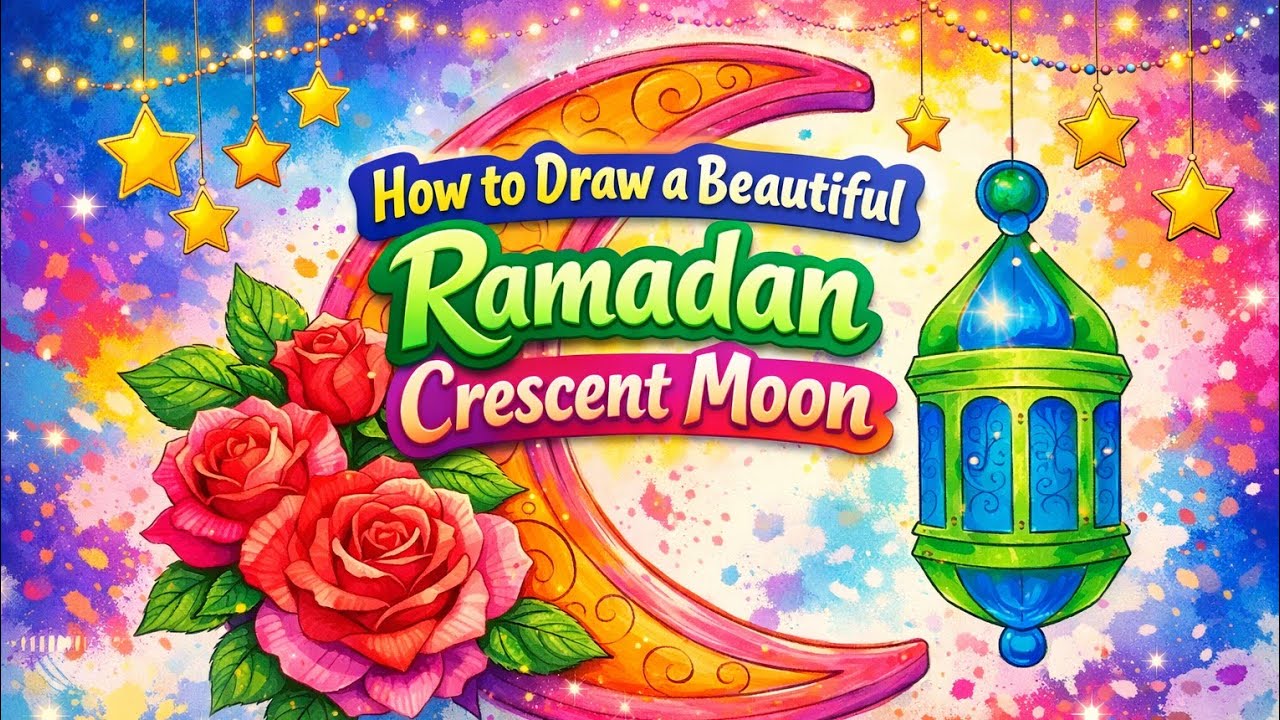 How to Draw a Beautiful Ramadan Crescent Moon | Art For Kids