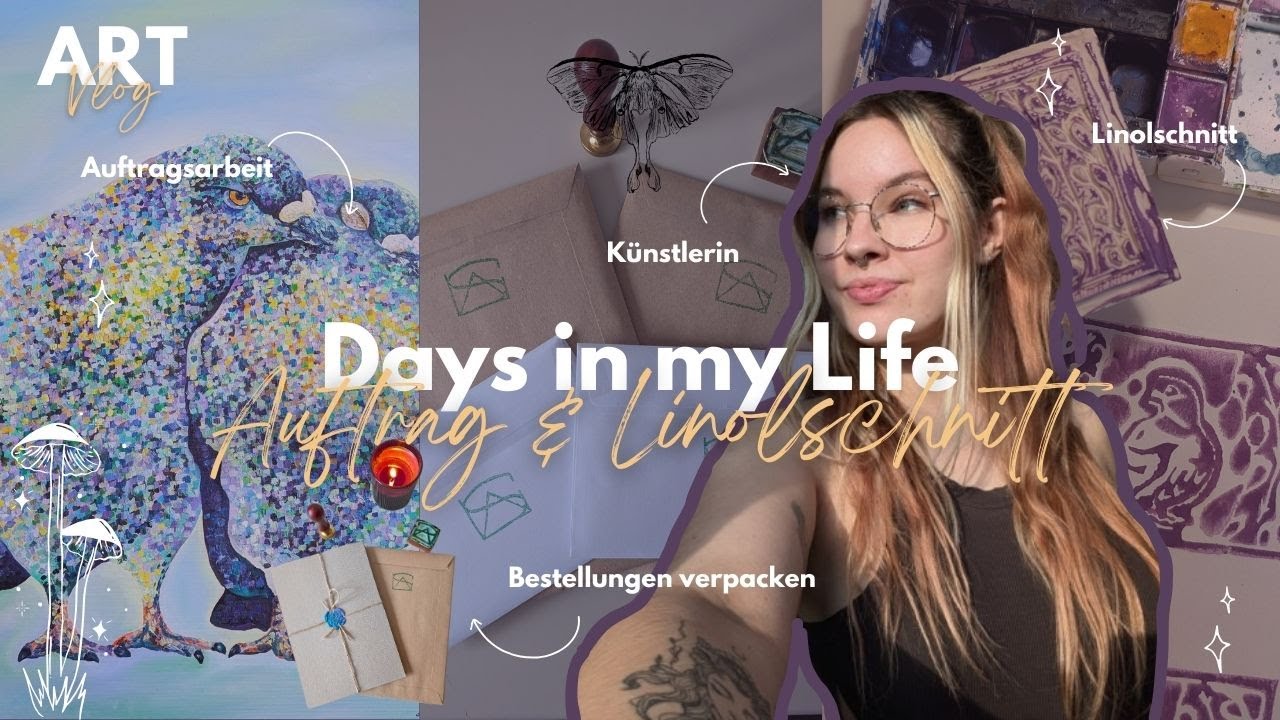Ein paar TAGE im LEBEN einer KÜNSTLERIN | AUFTRAGSARBEIT fertig malen, Bestellungen & Linolschnitt