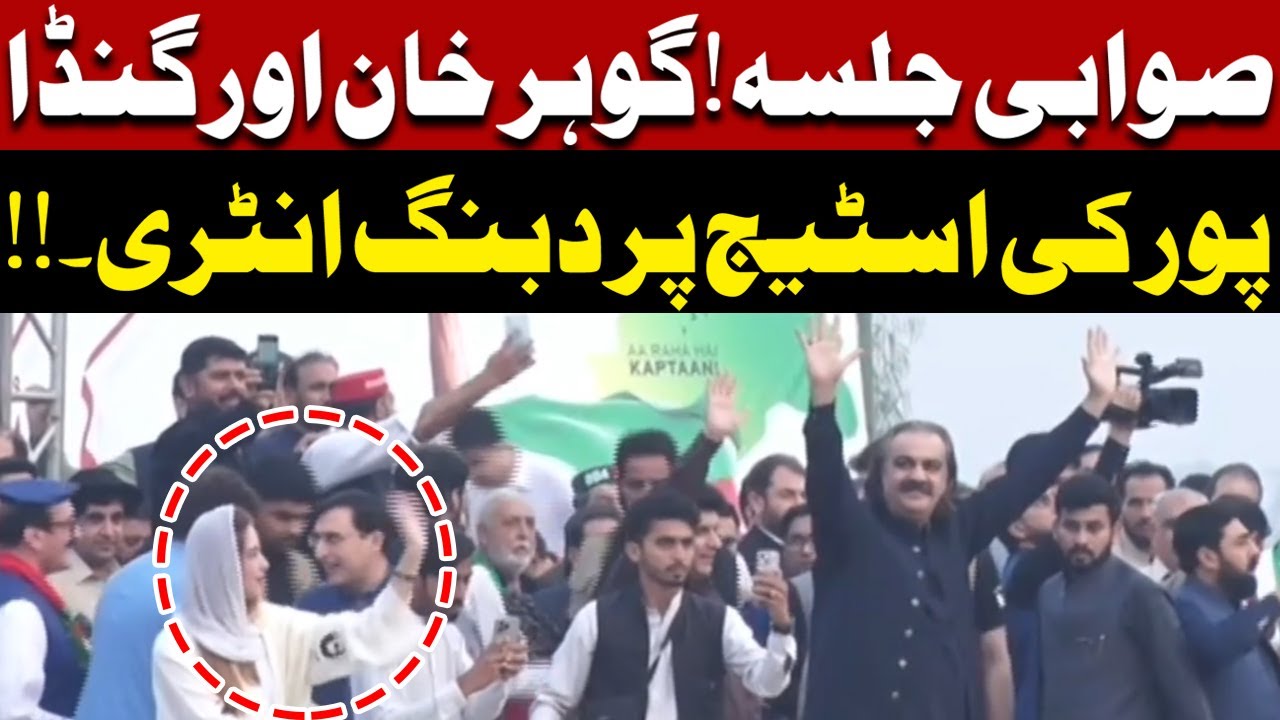 PTI Swabi Jalsa | Gohar Khan & Ali Ameen Gandapur Dabang Entry At Stage | Public News