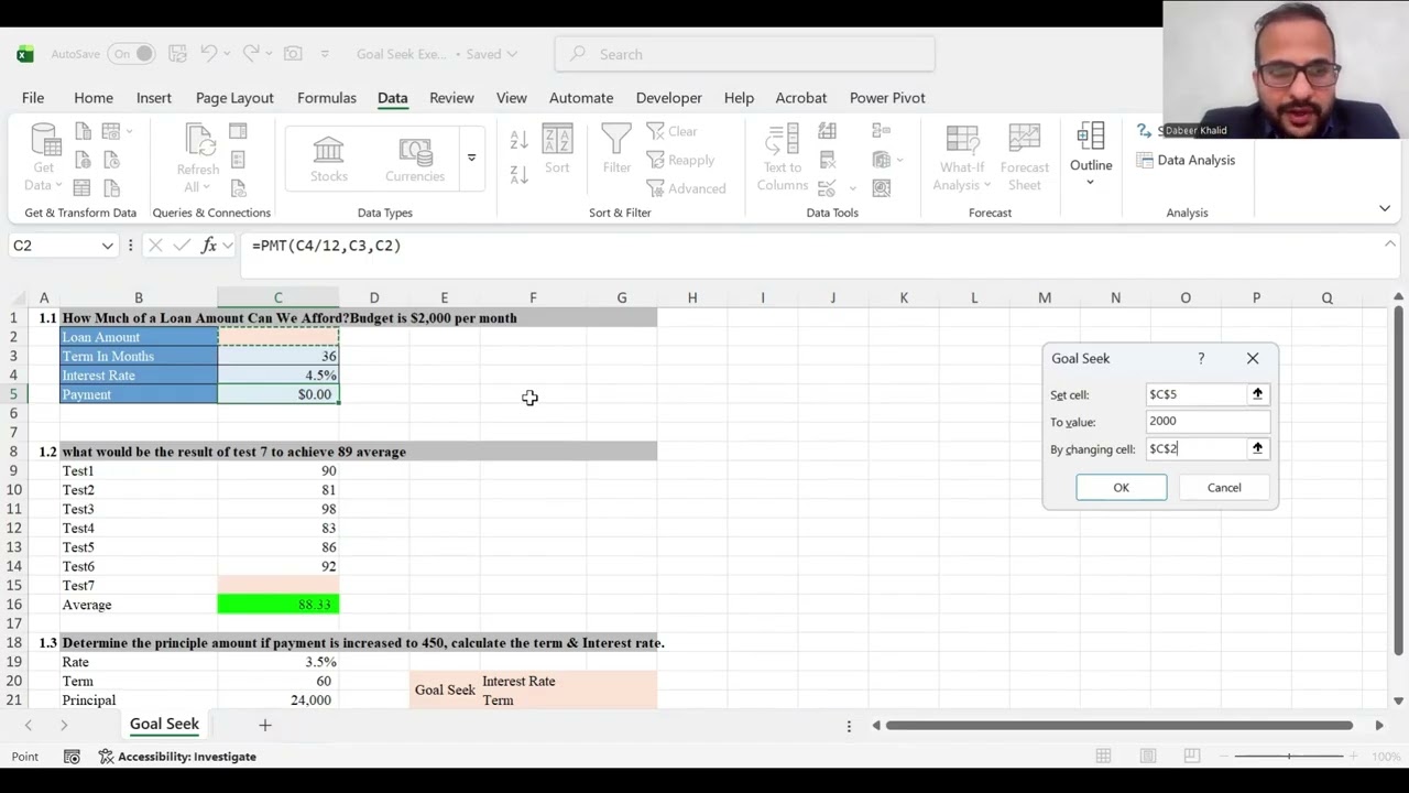 Анализ сценариев «Что если» в Excel. Дабир Малик — Эпизод 2.