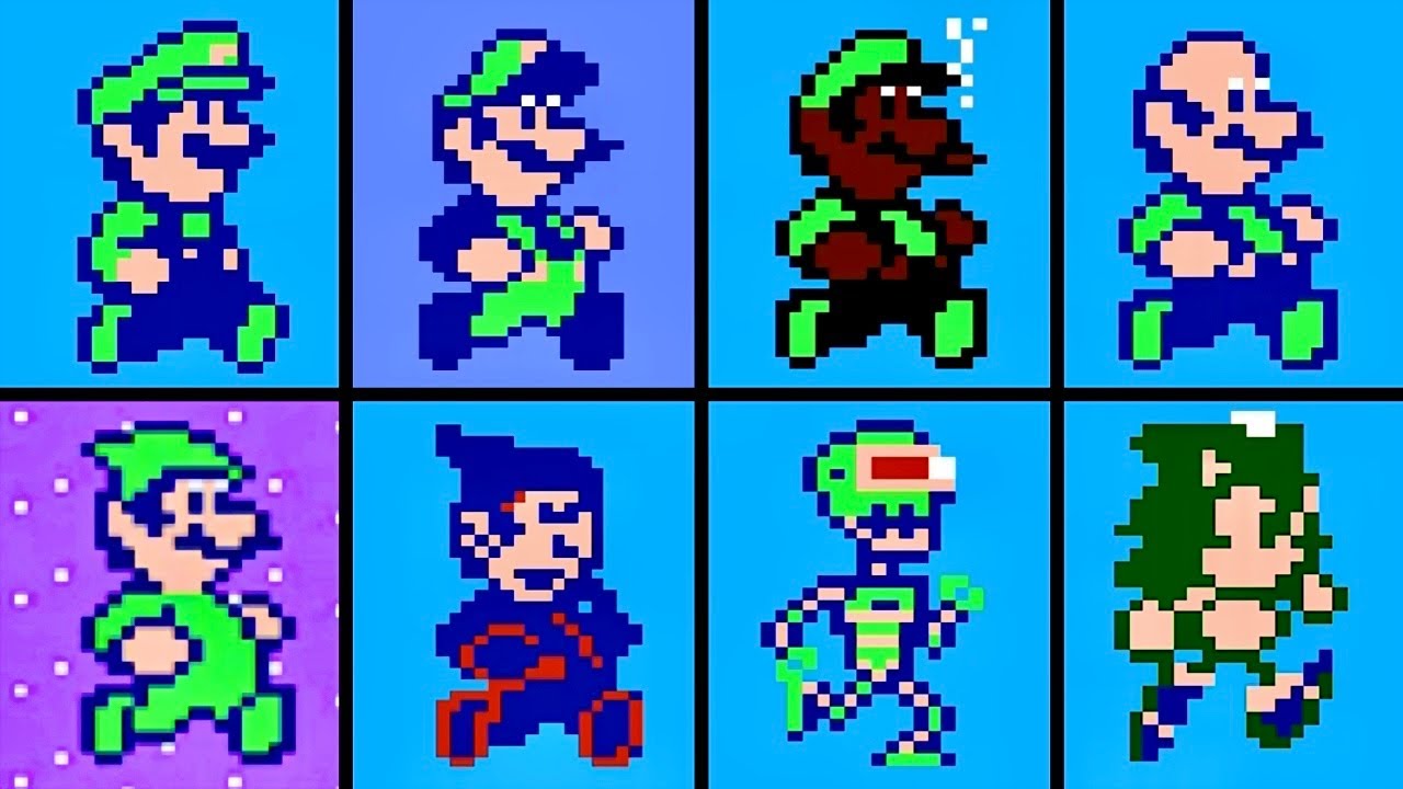 Evolution of Luigi's Sprites in Super Mario Bros. 2 NES Hacks