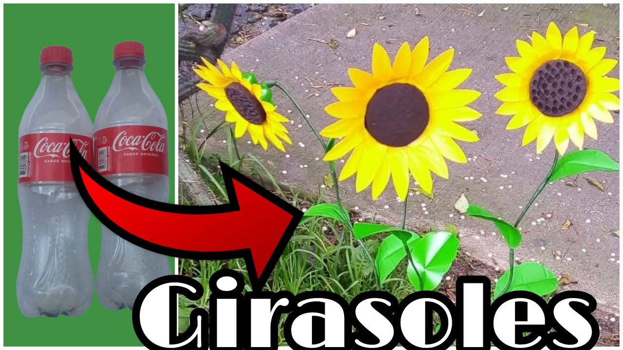 GIRASOLES HECHO CON BOTELLAS D COCA-COLA